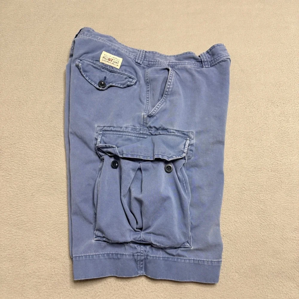 Polo Ralph Lauren Cargo Shorts Mens 31 Blue Cotton Canvas Relaxed Outdoor Vtg